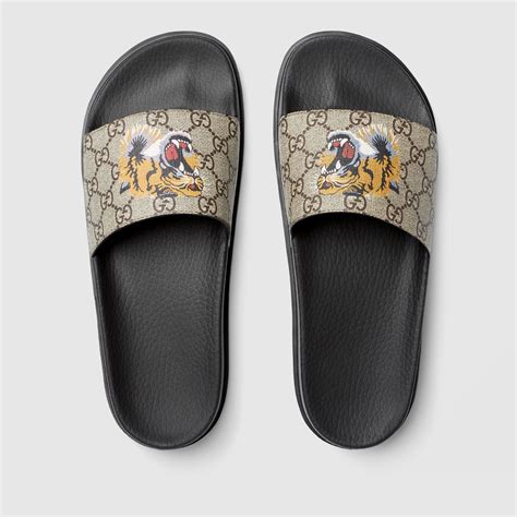 gucci slides on sale mens|gucci tiger slides men's.